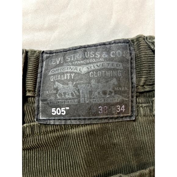 Levi's Men's 505 Corduroy Pants 38x34 Straight Fit Green - Picture 4 of 9